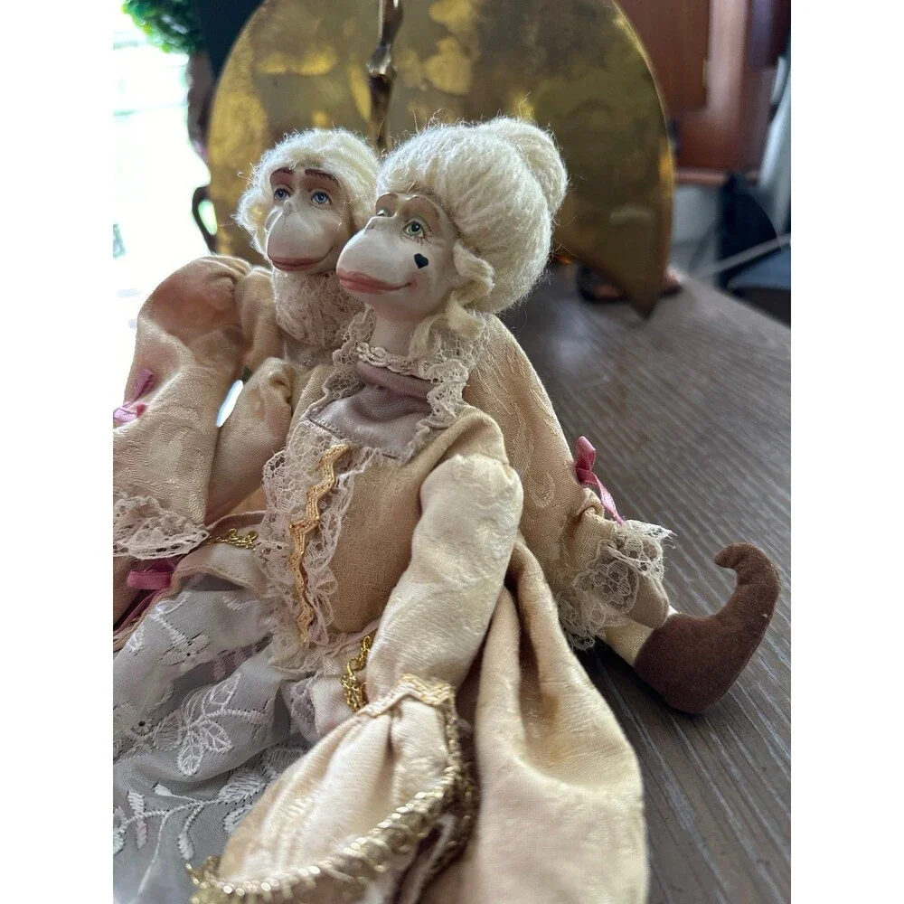 Wayne Kelsi Monkey Porcelain Face Victorian Man and Woman Doll